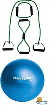 Tunturi - Fitness Set - Tubing Set Groen - Gymball Blauw 75 cm