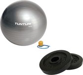 Tunturi - Fitness Set - Halterschijven 2 x 1,25 kg - Gymball Zilver 90 cm