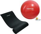 Tunturi - Fitness Set - Fitnessmat 160 x 60 x 0,7 cm - Gymball Rood 90 cm