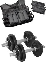 Tunturi - Fitness Set - Halterset 20 kg incl 2 Dumbbellstangen  - Gewichtsvest 10 kg