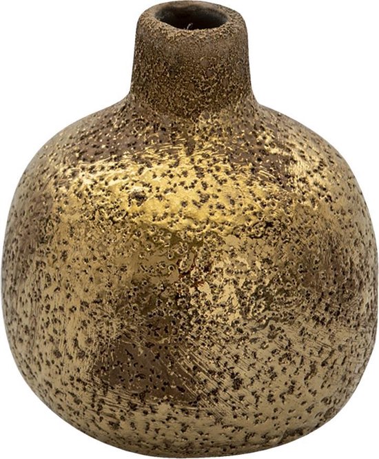 Vase Décoration Clayre & Eef Ø 9*9 cm Pot Décoration Rond en Céramique Doré  | bol.com