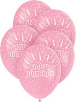 Ballonnen ‘Happy Birthday’ Roze Parel - 5 stuks