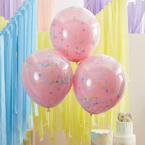 Confetti Ballonnen Dubbellaags Pastel XL - 3 stuks