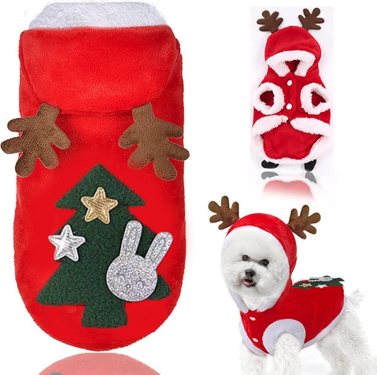 Kerst Outfit voor kleine hondjes - Kerstkleding Hond Maat M