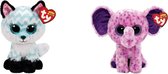 Ty - Knuffel - Beanie Boo's - Atlas Fox & Eva Elephant