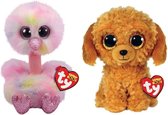 Ty - Knuffel - Beanie Boo's - Avery Ostrich & Golden Doodle Dog