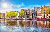 Klassieke herenhuizen aan de Amstel in Amsterdam - Foto op Forex - 90 x 60 cm