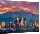 Panorama van Los Angeles met zonsondergang - Foto op Plexiglas - 90 x 60 cm