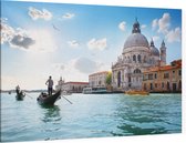Gondelier voor de Santa Maria della Salute in Venetië - Foto op Canvas - 45 x 30 cm