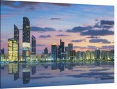 Uitzicht op de skyline van Abu Dhabi bij zonsondergang - Foto op Canvas - 150 x 100 cm