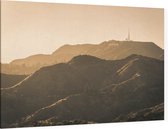 Zonsondergang achter de Hollywood Hills bij Los Angeles - Foto op Canvas - 45 x 30 cm