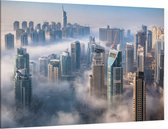 Indrukwekkend skyline van Dubai Marina op een mistige dag - Foto op Canvas - 150 x 100 cm