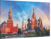 Regenboog over het Rode Plein en Kremlin in Moskou - Foto op Canvas - 150 x 100 cm