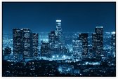 Skyline van nachtelijk Los Angeles City Center - Foto op Akoestisch paneel - 225 x 150 cm