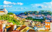 Uitzicht op de kleurrijke wijk Alfama in Lissabon - Foto op Forex - 90 x 60 cm