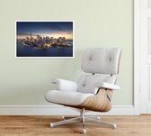 Panorama van de New York City skyline bij zonsopgang - Foto op Forex - 45 x 30 cm