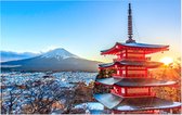 De beroemde Chureito Pagoda voor Mount Fuji in Fujiyoshida - Foto op Forex - 60 x 40 cm