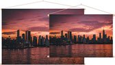 Onheilspellende skyline van Chicago vanaf Lake Michigan - Foto op Textielposter - 120 x 80 cm