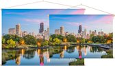De sfeervolle Chicago skyline vanaf Lincoln Park - Foto op Textielposter - 45 x 30 cm