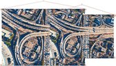 Luchtfoto van een snelwegkruising in Los Angeles - Foto op Textielposter - 45 x 30 cm