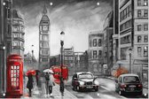 Karakteristieke tekening van het straatbeeld van Londen - Foto op Tuinposter - 225 x 150 cm