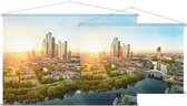 Zonsopkomst boven de skyline van Moskou City District - Foto op Textielposter - 45 x 30 cm