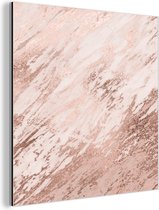 Décoration murale Métal - Peinture Aluminium - Marbre - Motifs - Rosé - Or - 90x90 cm - Dibond