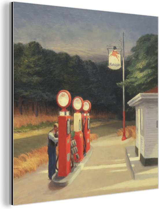 Wanddecoratie Metaal - Aluminium Schilderij - Benzine - Edward Hopper