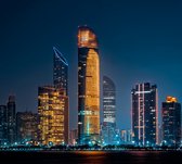 Skyline van Abu Dhabi business district bij nacht - Fotobehang (in banen) - 450 x 260 cm
