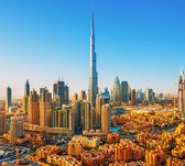 Indrukwekkend uitzicht op de skyline van Dubai City - Fotobehang (in banen) - 450 x 260 cm