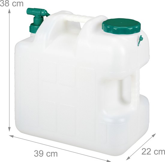 Relaxdays jerrycan met kraan - 25 liter - voor drinkwater - kunststof - BPA-vrij - handvat - camping - wit-groen van Relaxdays — afbeelding 3