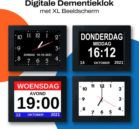 Lifeshift Dementieklok met XL beeldscherm - Digitale Kalenderklok met datum, dag en tijd - Alzheimer Klok - Seniorenklok