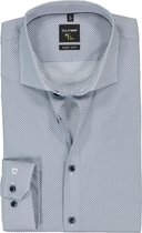 OLYMP No. 6 Six super slim fit overhemd - wit met licht- en donkerblauw poplin - Strijkvriendelijk - Boordmaat: 41