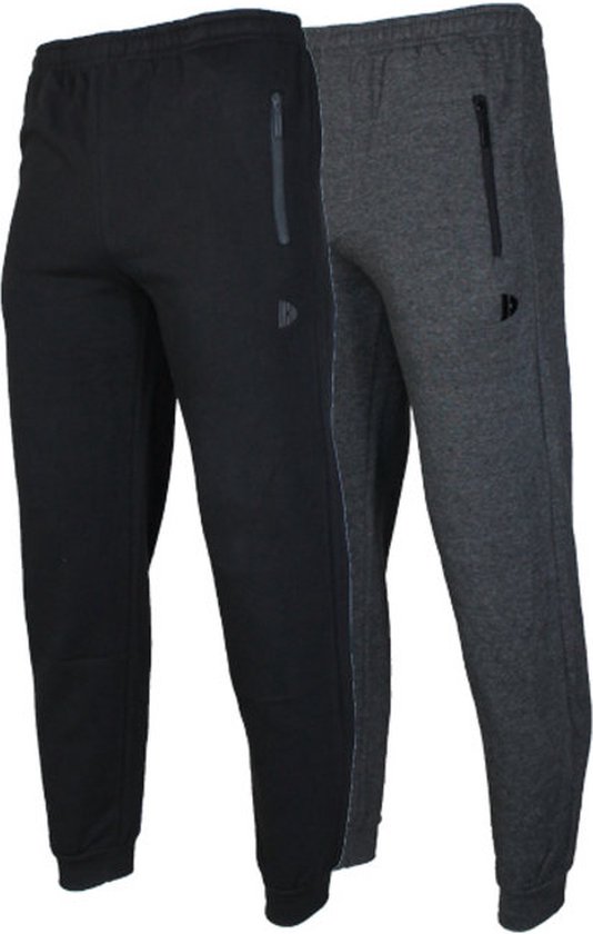 2- Pack Donnay Joggingbroek met elastiek - Sportbroek - Heren - Maat S - Charcoal/Black