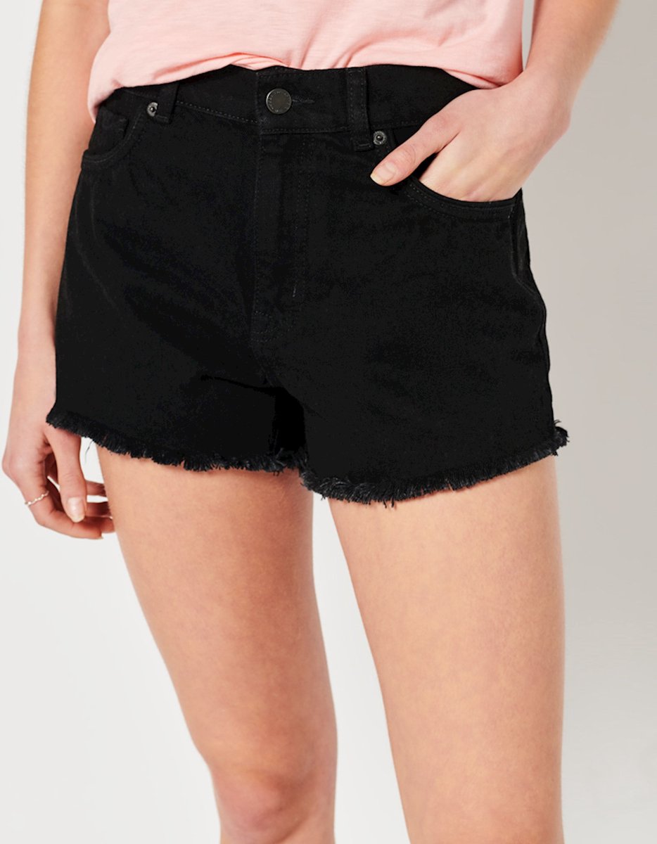 Superdry Studios High Rise Korte Jeans 28 Vrouw Zwart