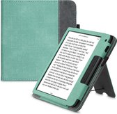 kwmobile flip cover voor e-reader - geschikt voor Tolino Vision 6 - Van imitatieleer en -suède - In mintgroen / donkergrijs