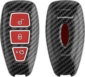kwmobile hoes voor autosleutel compatibel met Ford 3-knops autosleutel Keyless Go - Autosleutelbehuizing in rood / zwart - Carbon design
