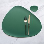 Moderne Placemat Met Onderzetter - Set van 6 - Groen - Kunststof  - Eten - Eetkamer - Diner