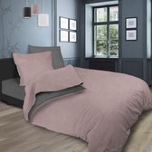SOLEIL d'OCRE Tweekleurige bedset - gewassen katoen - 240 x 290 cm - roze en grijs