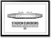 Euroborg poster | wanddecoratie FC Groningen stadion zwart wit poster | Liggend 30 x 21 cm