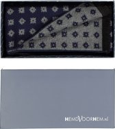 Michaelis heren sjaal in cadeauverpakking - blauw met grijs dessin -  Maat: One size