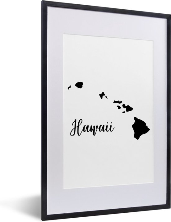 Cadre photo avec affiche - Contour d'Hawaï - 40x60 cm - Cadre pour affiche