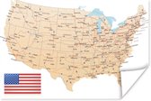 Poster Gedetailleerde landkaart Amerika - 120x80 cm - Kerstversiering - Kerstdecoratie voor binnen - Kerstmis