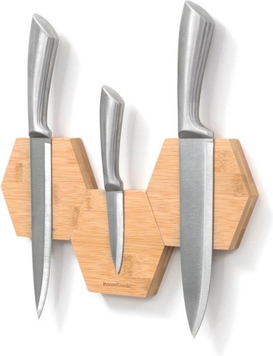 Porte-Couteau Magnétique - 3 Pièces - Aimant pour Couteau - Bamboe - Porte- Couteau 