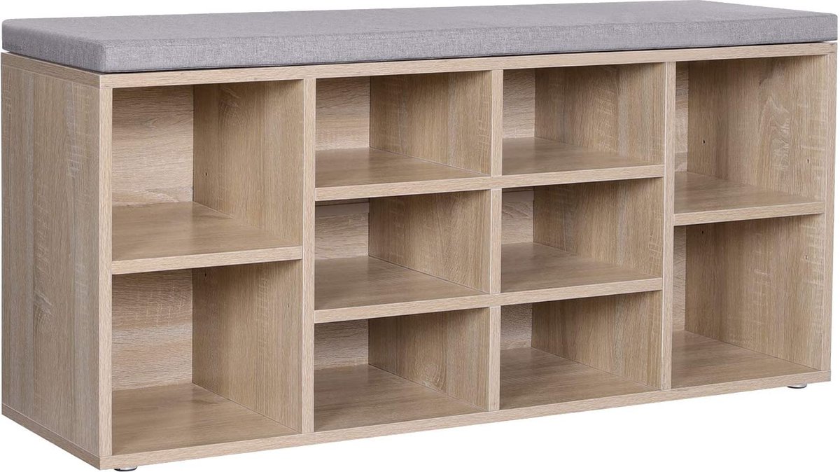 VASAGLE Schoenbank, zitbank, schoenenorganizer met 4 vakken en 2 VASAGLE Schoenbank, zitbank, schoenenorganizer met 4 vakken en 2
