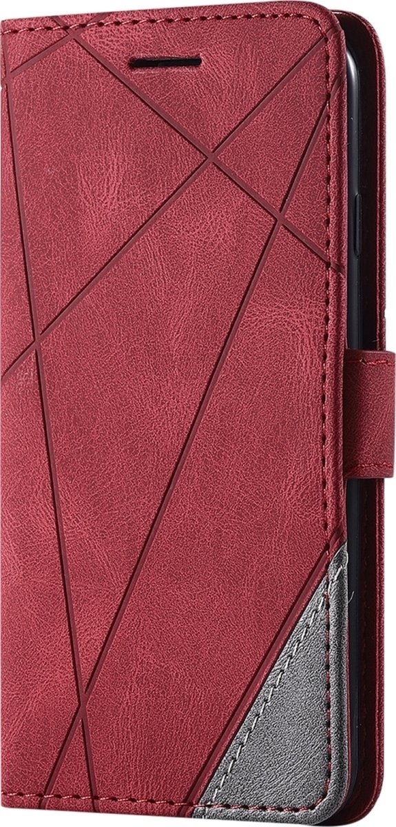 Mobigear Telefoonhoesje geschikt voor Apple iPhone SE (2020) Hoesje | Mobigear Rhombus Bookcase Portemonnee | Pasjeshouder voor 2 Pasjes | Telefoonhoesje voor Pinpas / OV Kaart / Rijbewijs - Rood