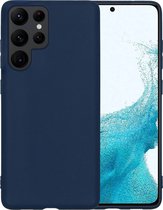 Hoesje Geschikt voor Samsung S22 Ultra Hoesje Siliconen Case Hoes - Hoes Geschikt voor Samsung Galaxy S22 Ultra Hoes Cover Case - Donkerblauw