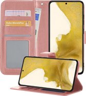 Samsung S22 Ultra Hoesje Book Case Hoes - Samsung Galaxy S22 Ultra Case Hoesje Wallet Cover - Samsung Galaxy S22 Ultra Hoesje - Rose Goud