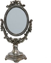 Clayre & Eef Staande Spiegel 16*11*29 cm Bruin, Zilverkleurig Polyresin, Glas Tafel Spiegel