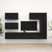 vidaXL 6-delige Tv-meubelset spaanplaat hoogglans zwart